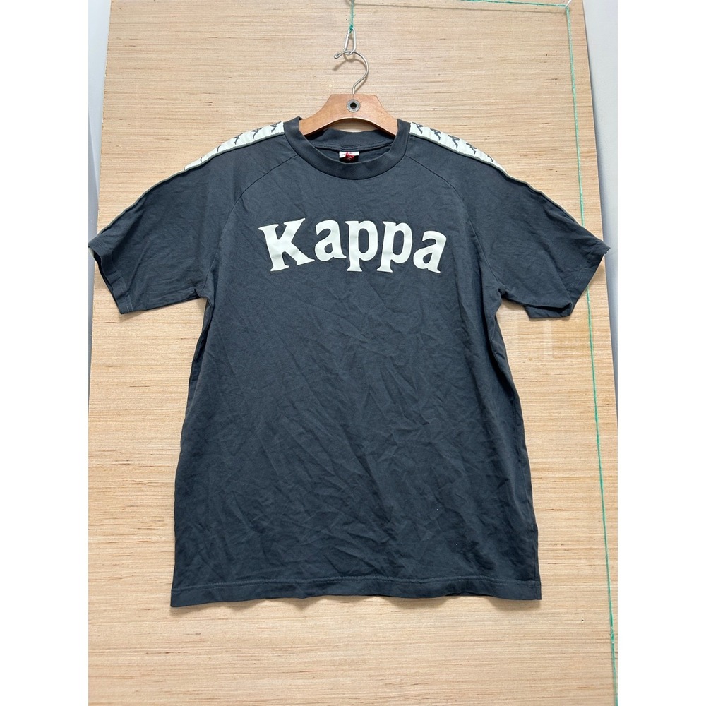 Kappa Mens Logo Tape T-Shirt Charcoal Grey Raglan‎ Short Sleeve XL Sportswear